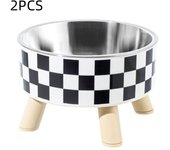 Anti-choking Stainless Steel Cat Bowl Non-slip with Stand Elevated Cats Feeder Bowl Grid/Wave Point High Foot Dogs Feeder