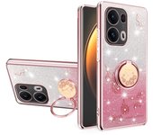 Adecuado para OPPO Reno 13 Pro 13F 12 Pro 12F 11 Pro 11F 10 Pro mujeres con cáscara de teléfono móvil , carcasa de teléfono móvil antisísmica de flores brillantes chapadas de lujo con anillo