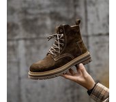 Martin botas botas cortas otoño lateral cremallera botas de los hombres de cuero ruibarbo botas