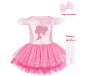 Barbi carnaval disfraces de Navidad niñas princesa vestido rosa vestidos de fiesta de cumpleaños manga voladora Halloween Cosplay ropa para niños