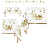 Ramadan Mubarak Tablecloth Islamic Muslim Holiday Mosque Moon Lantern Light Kitchen Dining