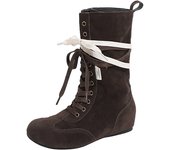 Botas de ruibarbo retro, botas Martin con cordones de realce interior, nuevas botas de boxeo callejeras fritas y delgadas para mujer, botas desérticas de cuero de cabeza redonda