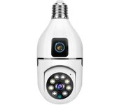Cámara WiFi inalámbrica de doble lente, cámara de seguridad WiFi de doble lente, cámara de vigilancia 1080P HD,  detección de movimiento AI, conversación bidireccional