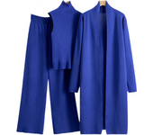 Women's 3 Piece Lounge Sets Sweatsuits Open Front Cardigan Sleeveless Top Wide Legs Pants Outfits