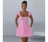 YJ243 Summer  New Fashion Style Elegant Commuter rt Sleeve Square  Vest A-line Mini Dre