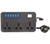 UK EU US Outlet Power Strip Universal Plug 2m Extension Cord Extended USB Socket 3-Outlets Power Button Safe Electrical Socket