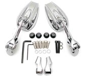 AOS4 Chrome Universal Motorcycle Rear View Side MIRROR Rearview Mirror HD Blue Purple Mirror Modify Wide Angle Adjustable Reflector Anti-stun Raysave Rearviews For Yamaha Honda suzuki Kawasaki Triumph Scooter Street Bike etc