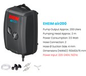 EHEIM Airflow Adjustable Saltwater Freshwater Aquarium Fish Tank Air Pump Air100/200/400 with Airline Airstone Diffuser