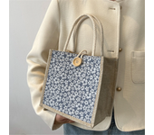 Zipper Handbag Gift Packing Bag Flower Pattern Large Grocery Bag Women Beach Tote Portable Lunch Bag New Fashion