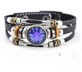 Pulsera de cuero luminosa de doce constelaciones, pulsera de cuero con cuentas multicapa Retro, regalos de joyería para hombres, mujeres y parejas