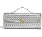 Bolso de noche tejido a mano para mujeres, bolso de cuero casual, mochila de hombro de moda, bolso de mano