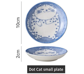 Plato de salsa de postre de cerámica de estilo japonés, vajilla creativa con bonito dibujo de gato de la suerte, platos de Sushi de fruta con forma de gota de agua