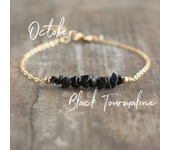 Black Tourmaline Bracelet with Karen Hill  October Birthstone Genuine Gemstone Beaded Crystal Bracelet Black Dainty Bracelet