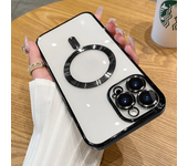 Magnetic Plating Case For iPhone 15 14 Plus 13 Pro Max With Camera Lens Protector Glass For Magsafe Wireless Charger Cover