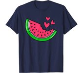 Watermelon Slice Melon Hearts Lovers Eating Fruit Summer T-Shirt Mens T Shirts Short Casual Cotton Daily Four Seasons Tees
