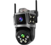 2.4G&5G WiFi Security Camera Dual Bands Outdoor Triple Screen Dual lens IP Cam Colorful Night Vision Waterproof PTZ Surveillance Camera