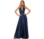 Vestido largo de seda de color liso profundo, vestido de noche sin mangas de verano para mujer, para banquetes