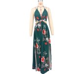 Women's Floral Print Chain Decor Split Thigh Tie Back Cami Dress, Casual Ring Linked Halter Backless Maxi Dress for Beach Holiday Vacation, Dresses for Women, Ladies Summer Clothes
