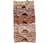 Conjunto de Diadema con lazo para bebé, cinta elástica suave para el pelo de recién nacido, turbante de Color sólido con lazo, accesorios para el cabello para niños, 5 piezas