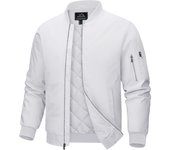 MAGCOMSEN Men's Bomber Jacket Casual Waterproof Quilted Jacket Full Zip Windbreaker Winter Warm Varsity Jacket with Pockets