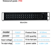 30-60cm Fish Tank 24/7 Full Spectrum Lighting LED Light Aquarium Decoration Aquatic Plant Growth Lamp IP68 Waterproof 100V-240V