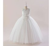 Stylish Bridesmaid With Flowers Tulle Princess Party Dresses For Girl, First Communion And Christmas Evening Dress