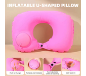 Almohada de viaje inflable en forma de U, cojín de soporte de aire portátil para el cuello, cómoda prensa para dormir para inflar, almohada para el cuello