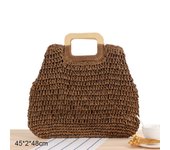 Round Straw Beach Bag Vintage Handmade Woven Shoulder Bag Raffia Circle Rattan Bags Bohemian Summer Vacation Casual Bags