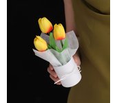 Portable Realistic Artificial Tulip Bouquet PU Simulation Tulip Flower with Bucket Fake Flower Bunch Car Mounted Ornaments