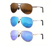 Gafas de Moda Polarizadas HENGOSEN para Hombres y Mujeres - Estilo Vintage con Monturas de Acero Inoxidable y Lentes TAC, Detalles en Negro y Dorado, Perfectas para Golf, Senderismo, Correr y Actividades al Aire Libre en la Playa, Gafas Deportivas para|