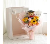 Maester bear Graduation Bouquet Bear Animal Bouquet Decoration Plush Bear Bouquet Sunflower 32cm Simulated Flower Birthday Gift