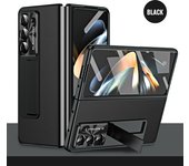 High-End Luxury Leather AG Frosted Hard PC Back Cover Case for Samsung Galaxy Z Fold 5 with Glass Screen Protector Phone Stand