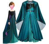 Disfraz de princesa Anna verde para niñas pequeñas, disfraz de Halloween, vestido elegante para fiesta de cumpleaños, vestido de vacaciones carvinal