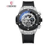 Reloj de cuarzo brillante geométrico para hombres multifunción