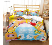 L-Lankybox Animated Movie All Season Duvet Cartoon Cover Bedding Sets Soft Quilt Cover and Pillowcases Single/Double/Queen/King