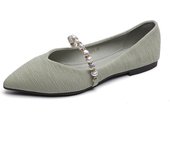 Zapatos individuales puntiagudos de primavera y verano para mujer, zapatos planos con gorro de perlas