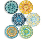 ‎25,5 x 25,5 x 3 cm Juego de 6 Platos Planos Grandes de Porcelana - Vajilla de Ceramica para Cocina Colores Diseño - Set pour Cena - Apto para Microondas y Lavavajillas