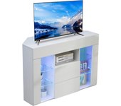 con iluminación LED, Mueble de TV Color Blanco Brillante, Mueble esquinero para TV, 100x68x40 cm (Negro)