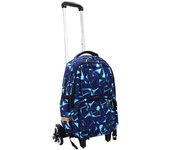 Rolling Backpack for Women Men, Carry on Luggage Schoolbag, College Computer Backpack Trolley Suitcase, Navy Blue