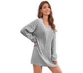 Solid Color Crochet Dresses Women, Mini Knitted Dress with V-Neck, Elegant and Pretty for Party