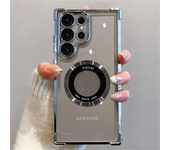 Para fundas de teléfono con revestimiento Magsafe para Samsung Galaxy S25 S24 S23 S22 Ultra S21 Plus FE 5G Note 20 cubierta magnética transparente a prueba de golpes