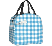 Black And White Gingham Lunch Box Women Geometric Checkered Plaid Cooler Thermal Food Insulated Lunch Bag For Work Picnic Bags