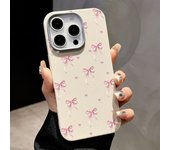 Luxury Leather Texture TPU Case For Magsafe For iPhone 16 15 Pro Max 14 13 12 Pro Max 11 Pink Bow Pattern Silicone Phone Cover