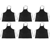 6 Pack Black Kitchen Apron With 2 Pockets Anti-dirty Apron Suitable For Barbecue Kitchen Cooking Baking Restaurant