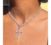 New Y2K Zircon Cross Necklace Colorful Love Heart Cross Pendant Necklaces for Women Gothic Jewelry Party Girls Accessories 2023