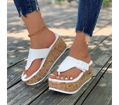 Women's Platform Flip Flops, Fashion Buckle Strap Slip On Summer Slide Shoes, Casual Outdoor Slide Sandals