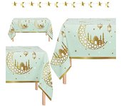 Ramadan Mubarak Tablecloth Islamic Muslim Holiday Mosque Moon Lantern Light Kitchen Dining
