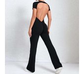 Women Sports Flared Pants Fiess Rompers Stretch Workout Bodysuits Jumpsuit Long Sleeves Gym Set Women's Yoga Suit Sportswear