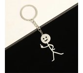 1Pair Funny Finger Heart Stickman Keychains Stainless Steel Doodle Keyring for Women Men Bag Car Keys Pendant Couple Gift