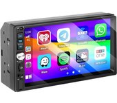2 DIN Radio de Coche Carplay y Android Auto, 7 Pulgadas Pantalla Táctil Autoradio con Bluetooth/Enlace Espejo/Radio FM/Control